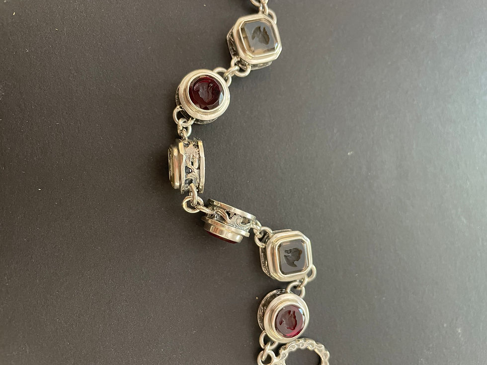 Thumbnail: Kim Klass Sterling Western Tooled Intaglio Bracelet