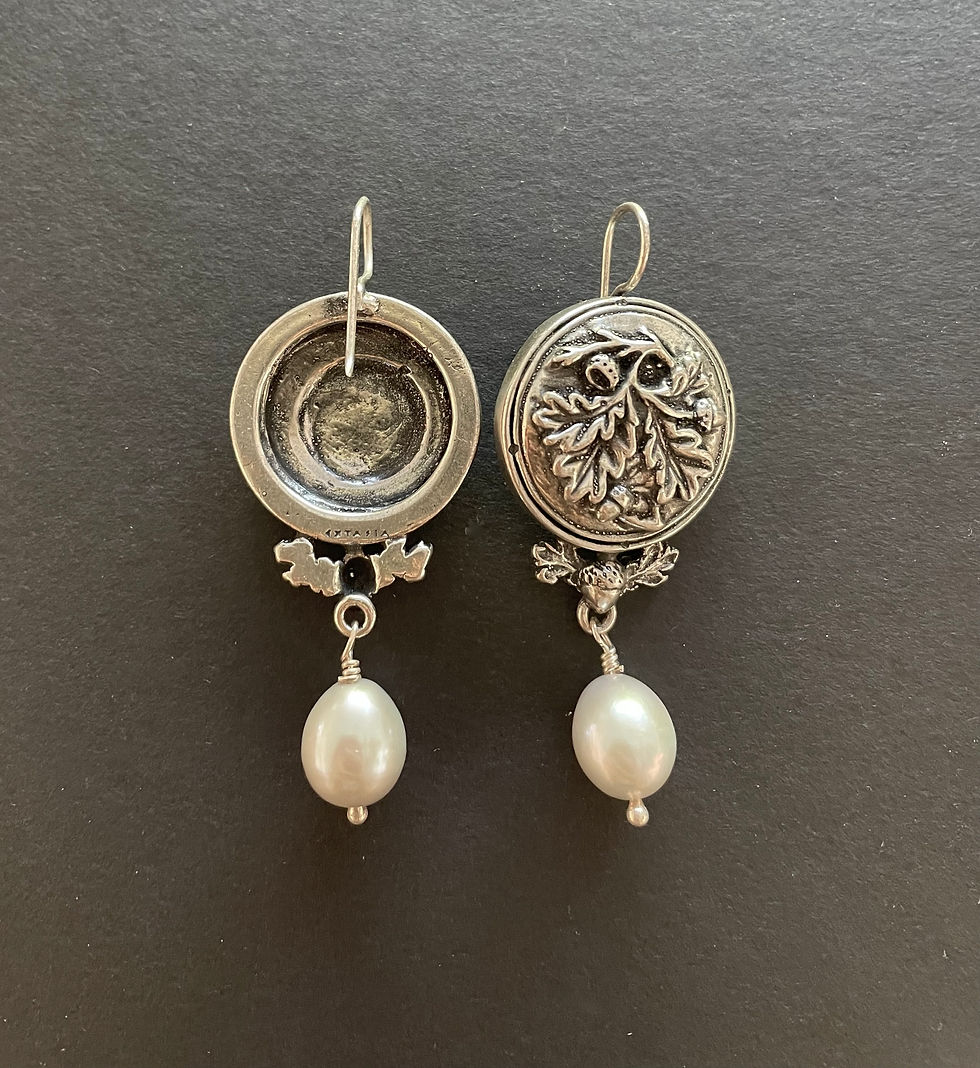 Thumbnail: Silver Oak Earrings with Pearl Drops