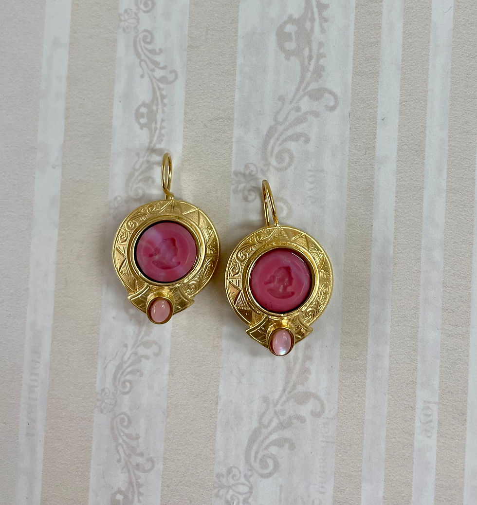 Thumbnail: Gilded Balmoral Dusty Rose Intaglio Earrings
