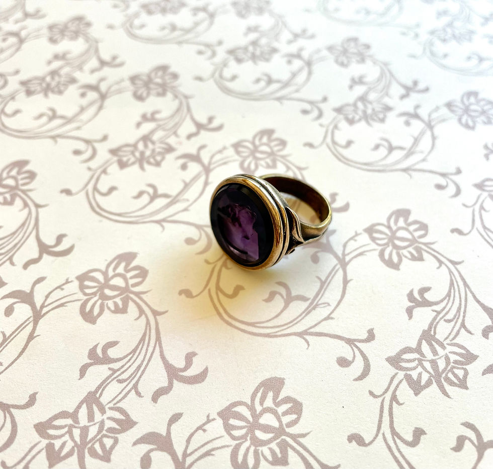 Thumbnail: Amethyst Intaglio Red Bronze Ring Size 7