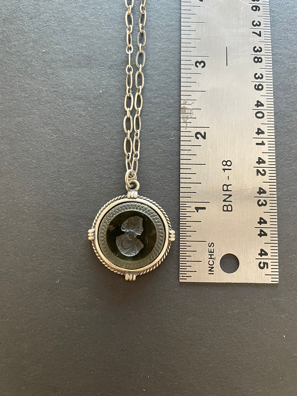 Thumbnail: Black Diamond Intaglio Silver Pendant