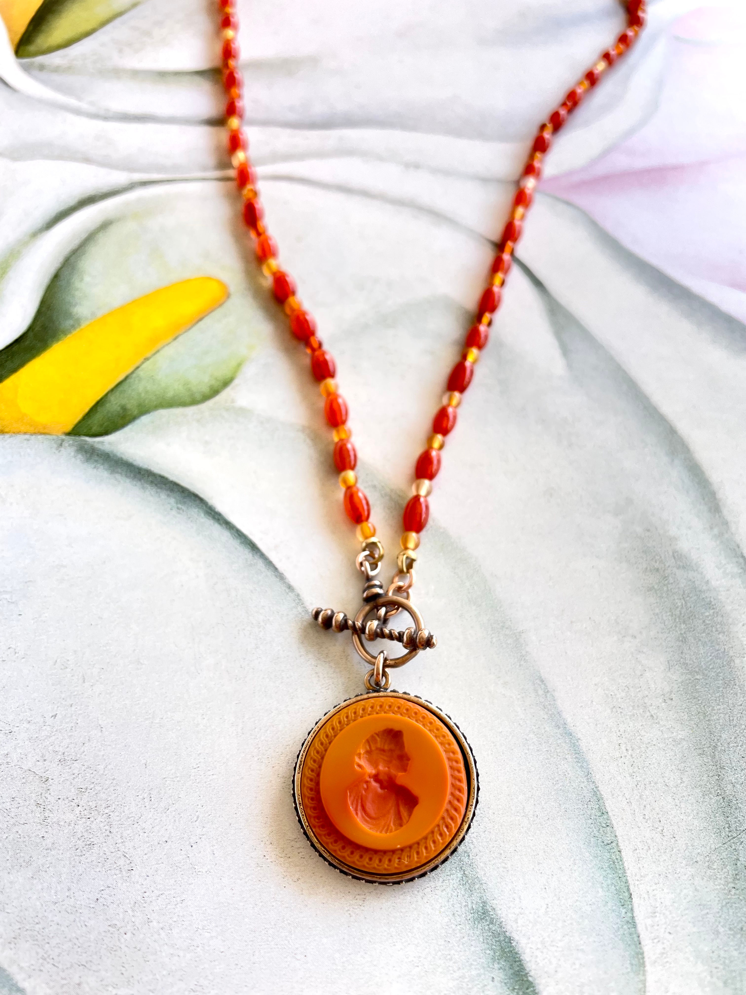 Carnelian Toggle Intaglio Necklace