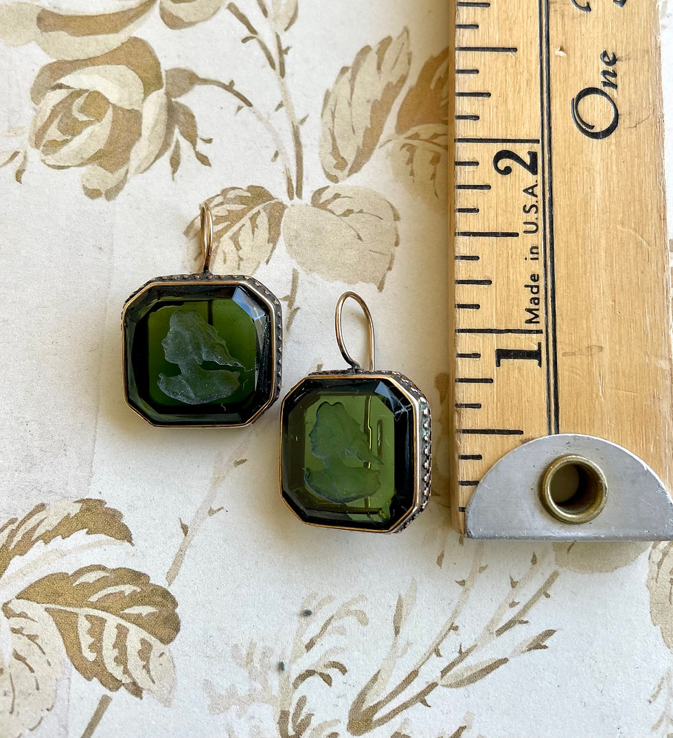 Thumbnail: Octagon Intaglio Olivine Earrings