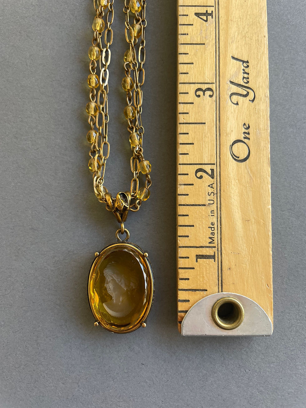 Thumbnail: Light Topaz Intaglio Rosary Chain Necklace