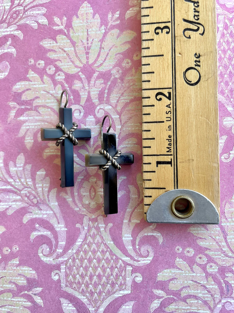 Thumbnail: Glass Cross Sterling Silver Earrings