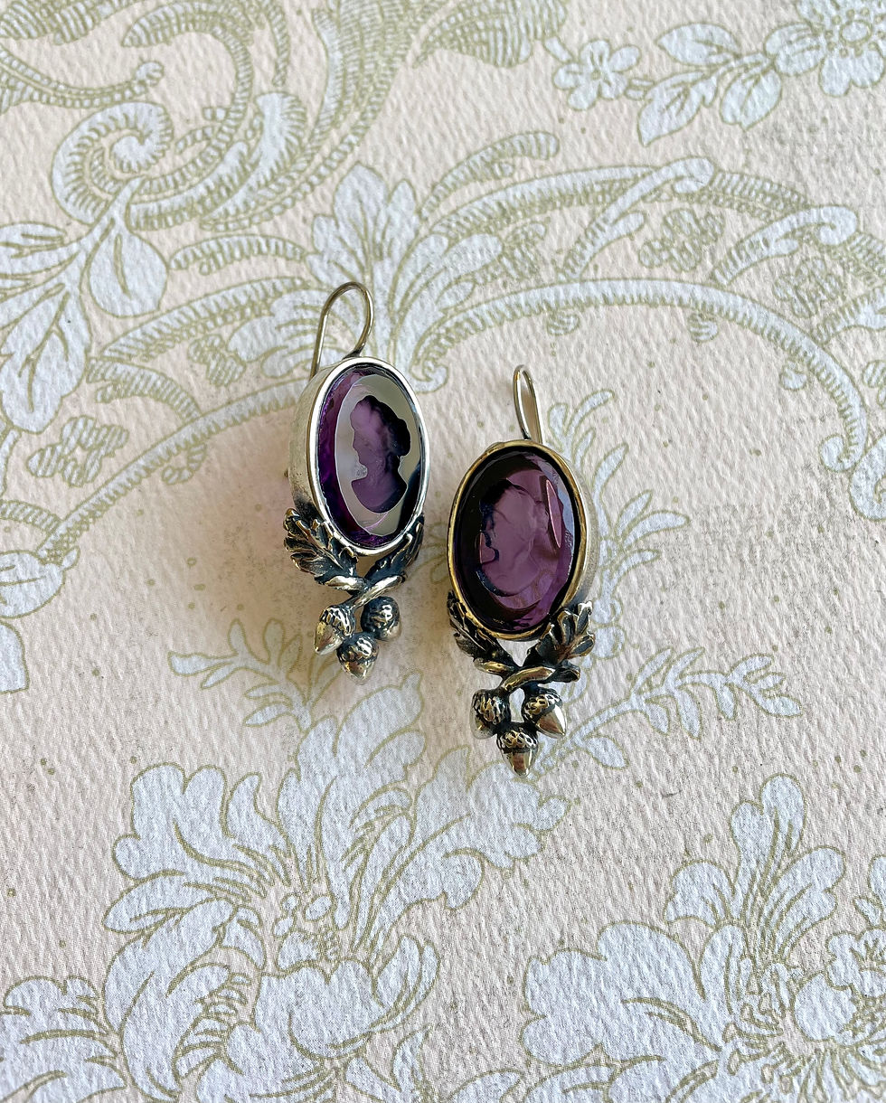 Thumbnail: Amethyst Silver Oak Earrings