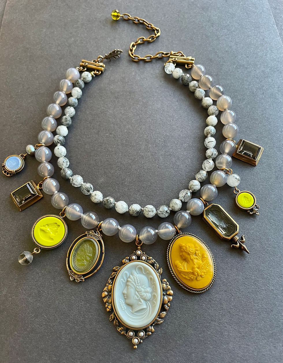 Thumbnail: One of a Kind Nine Charm Cameo Statement Necklace