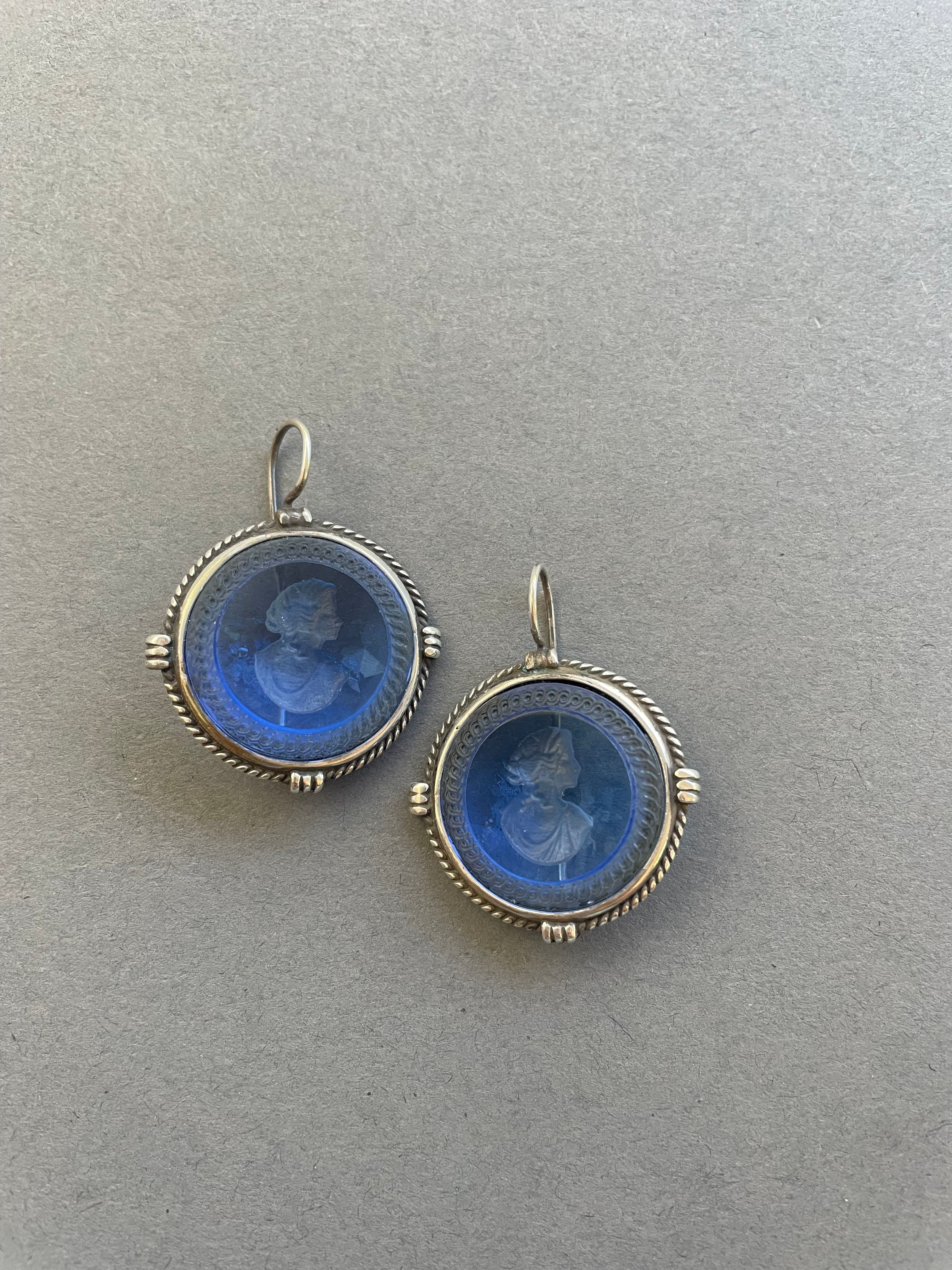Sapphire Intaglio Earrings