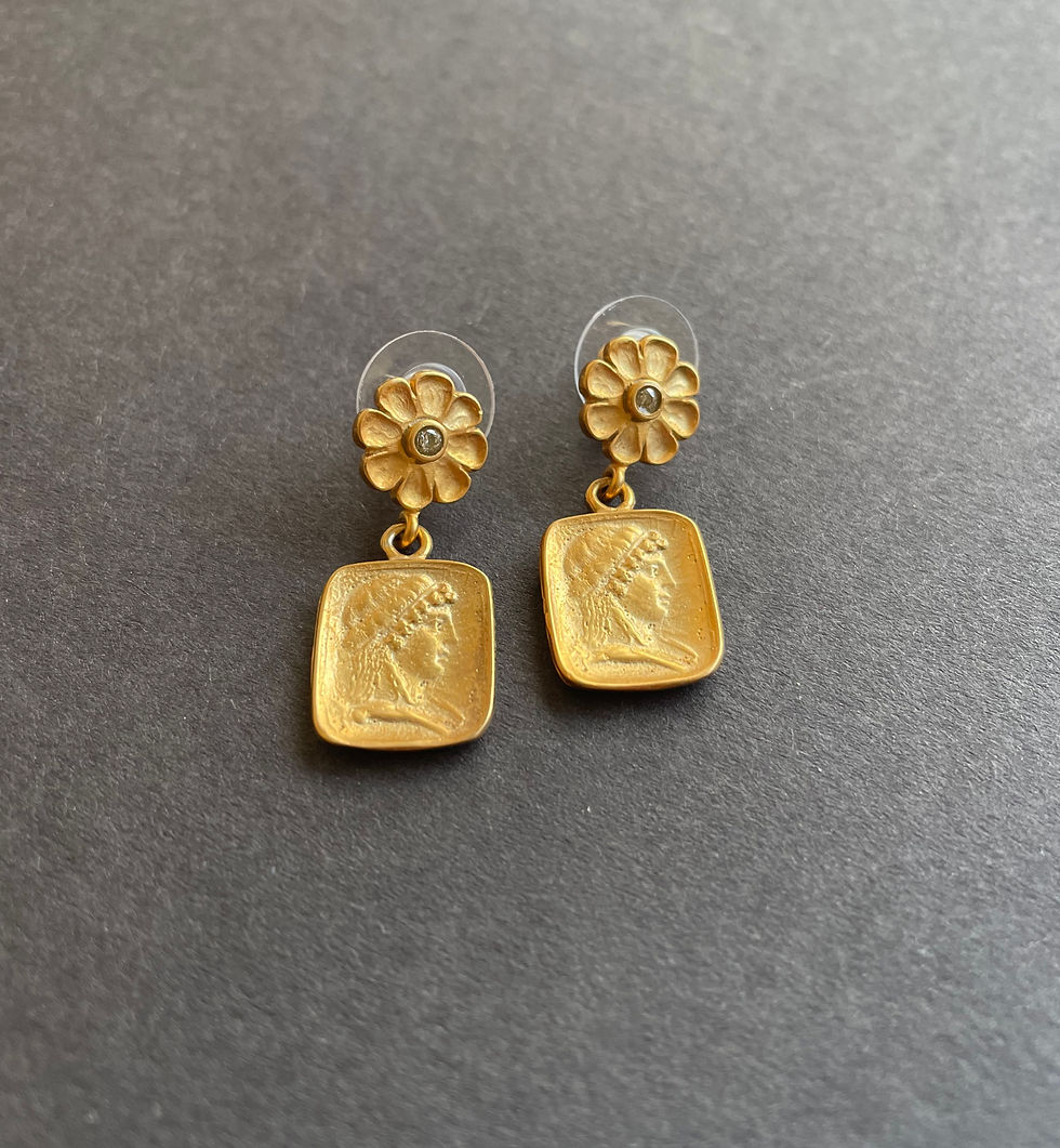 Thumbnail: Marguerite Flower with Greek Woman Profile Earrings