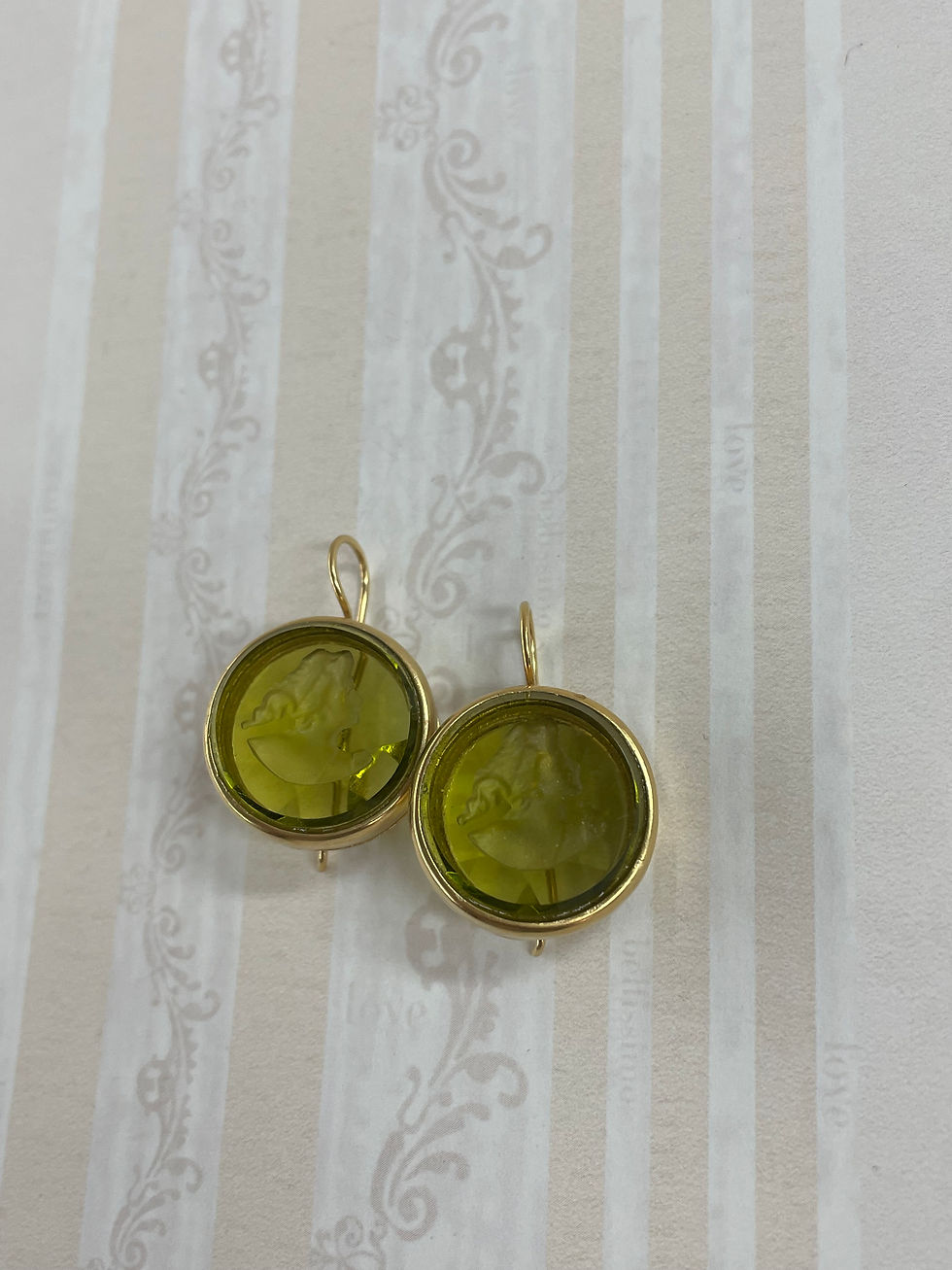 Thumbnail: Gilded Intaglio Moss Green Earrings
