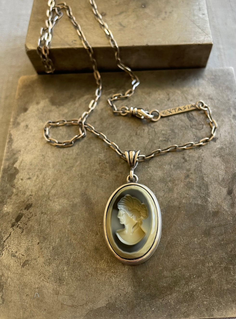 Thumbnail: Slate Intaglio Silver Necklace