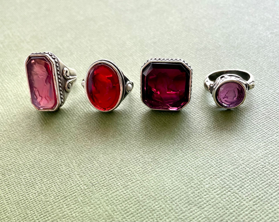 Thumbnail: Sterling Octagon Intaglio Ring in Ruby