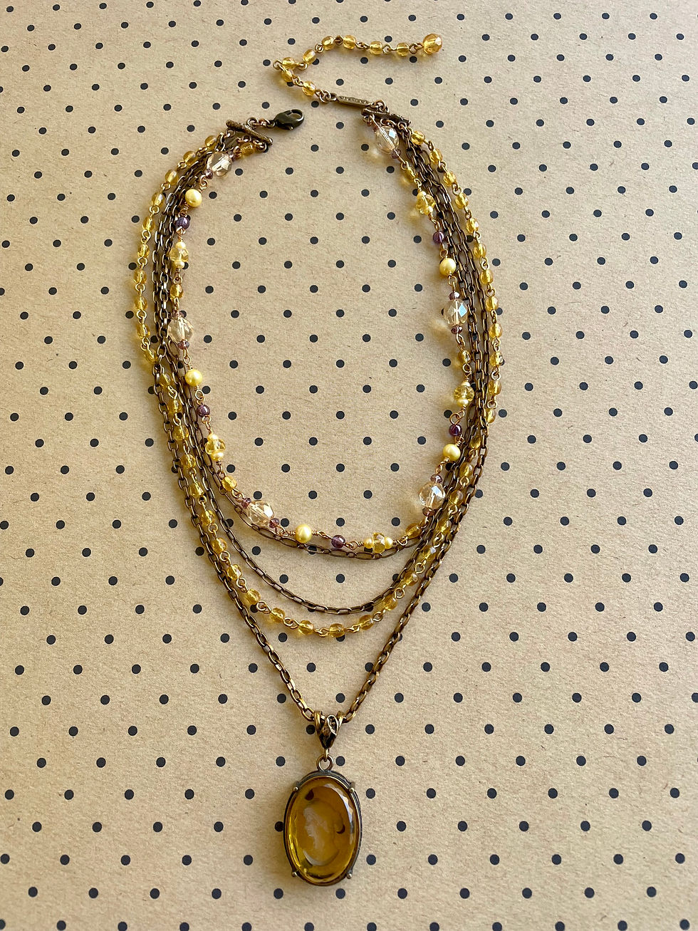 Thumbnail: Light Topaz Multi Strand Intaglio Necklace