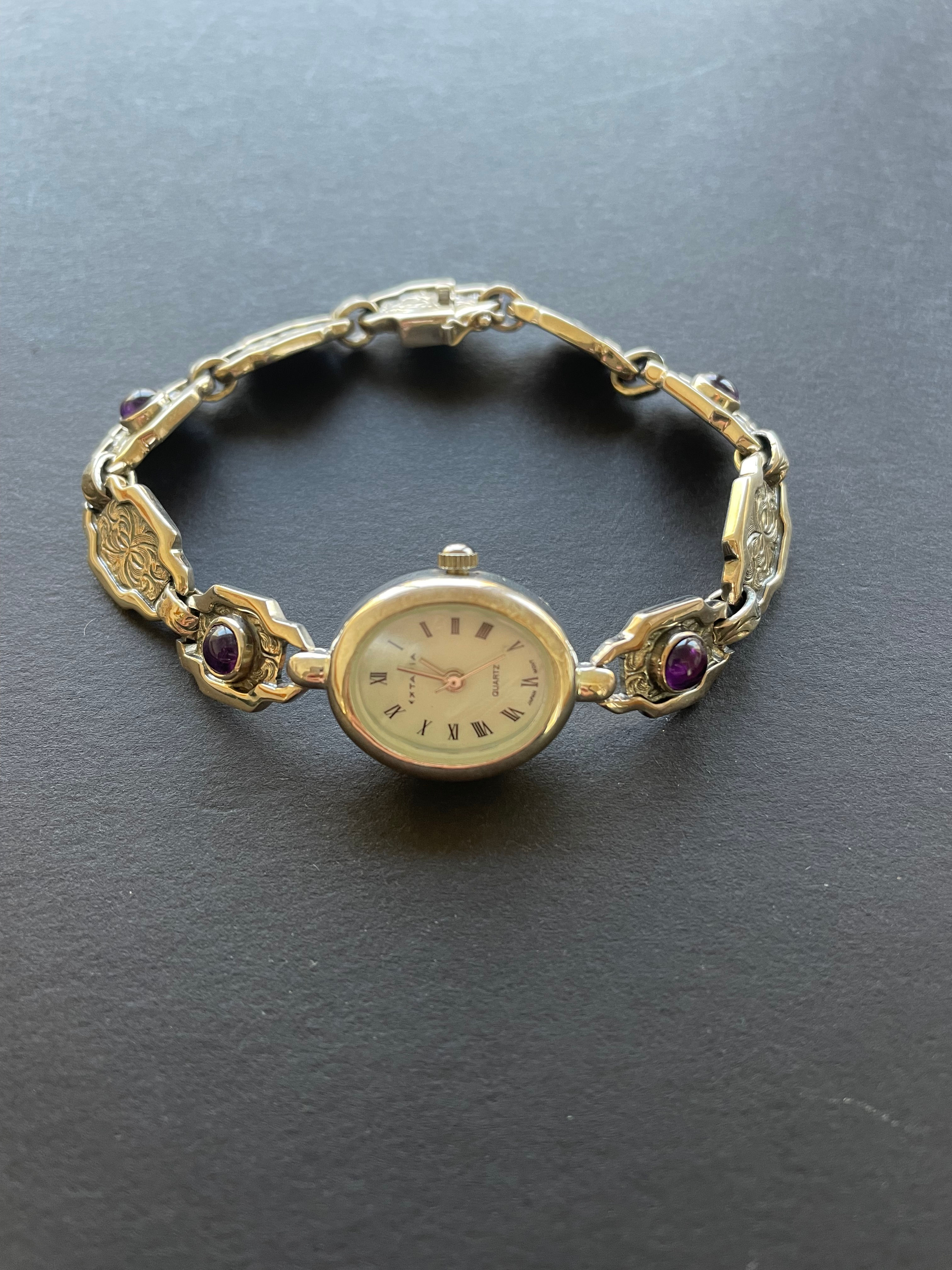 Kim Klass Sterling and Amethyst Wrist Watch