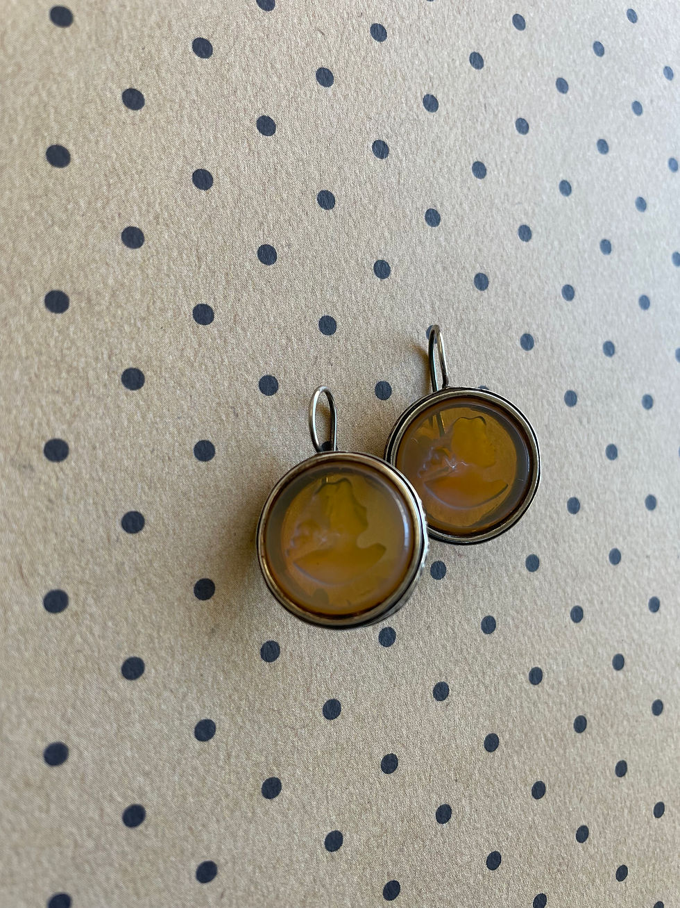 Thumbnail: Butterscotch Intaglio Silver Earrings