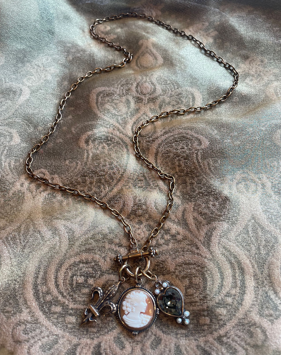 Thumbnail: Triple Charm Shell Cameo Necklace