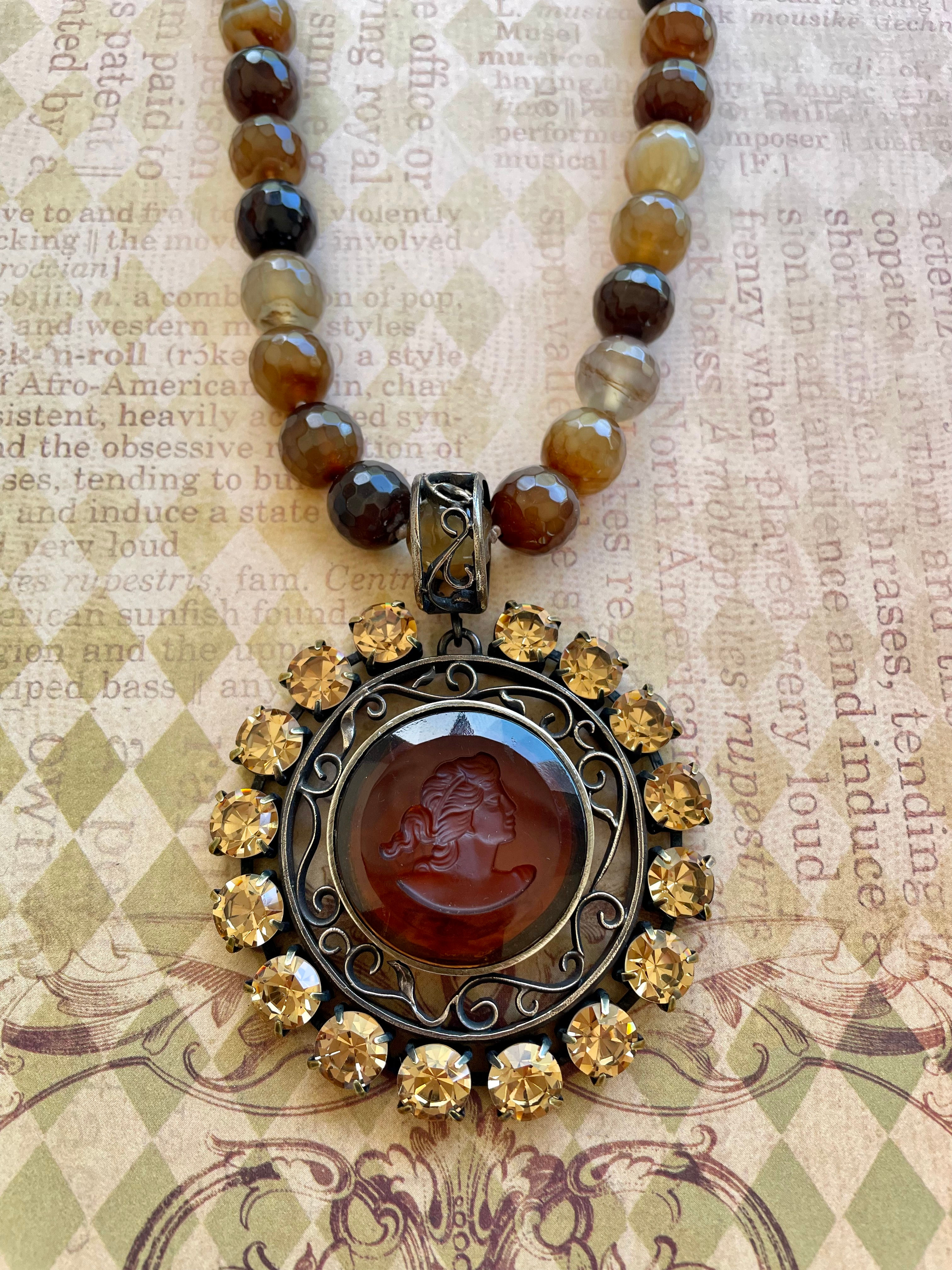 Portia Rhinestone Intaglio Necklace