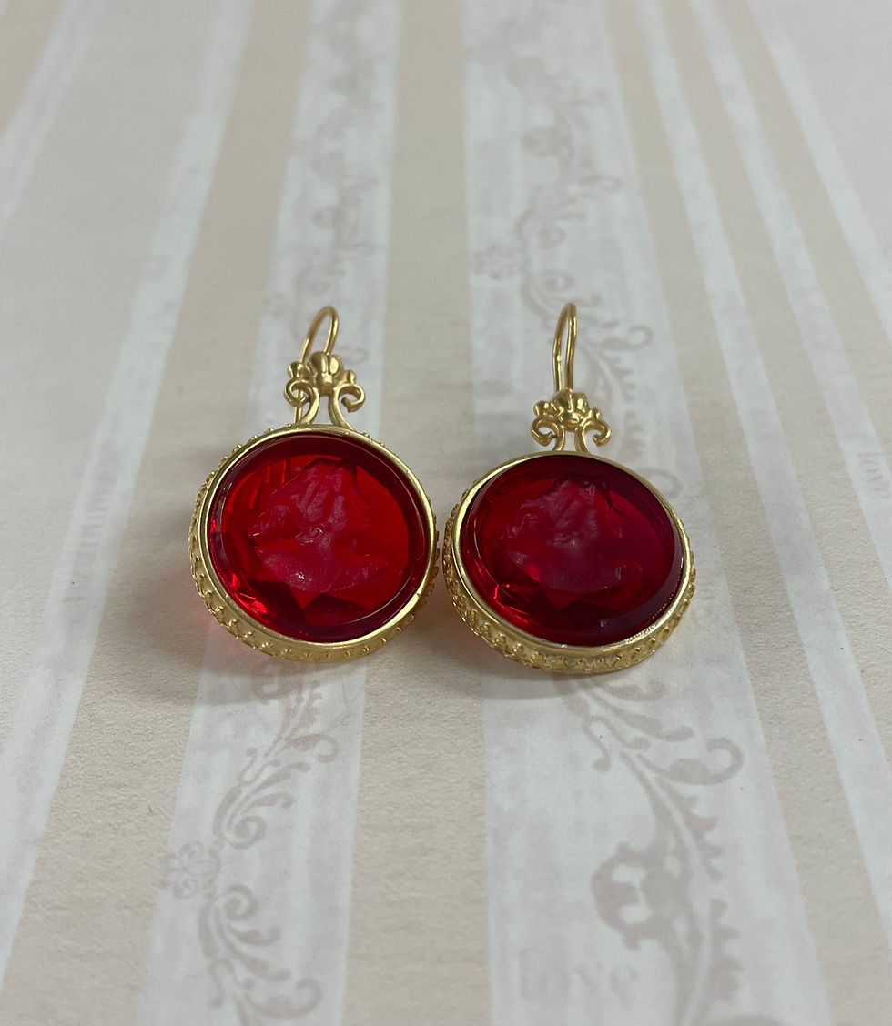 Cherry & Gold Intaglio Earrings