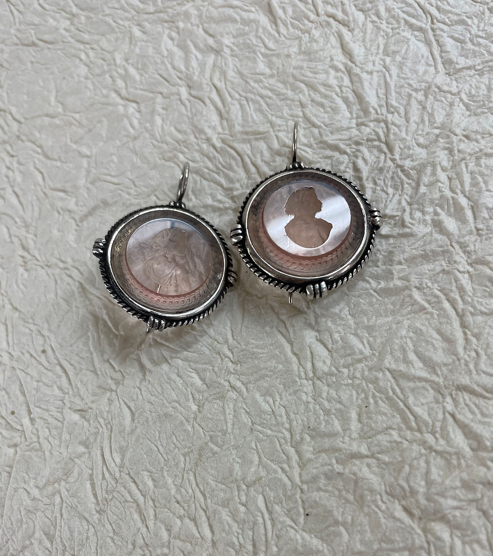 Thumbnail: Peach Intaglio Earrings in Silver