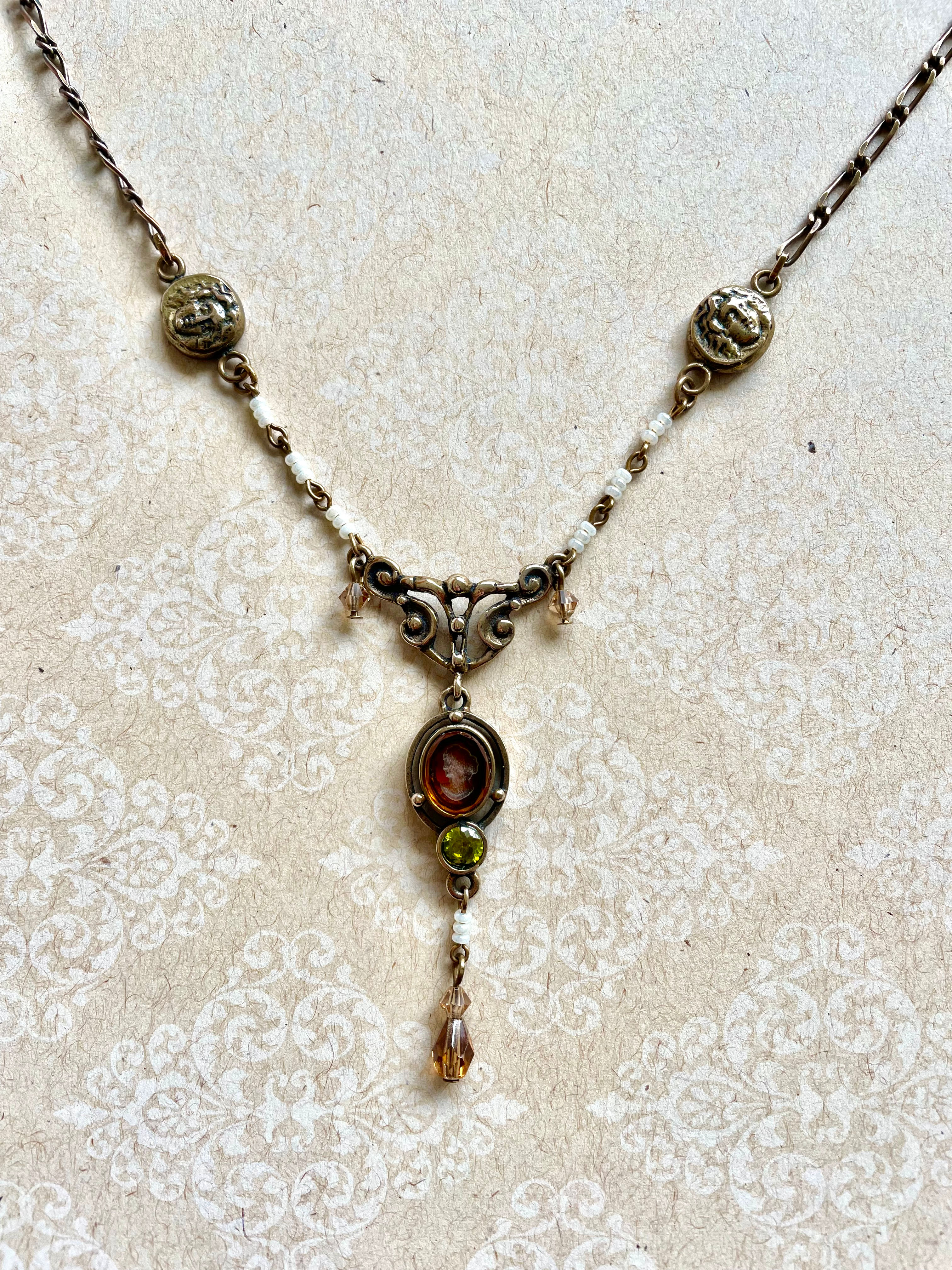 Citrine Intaglio Drop Necklace