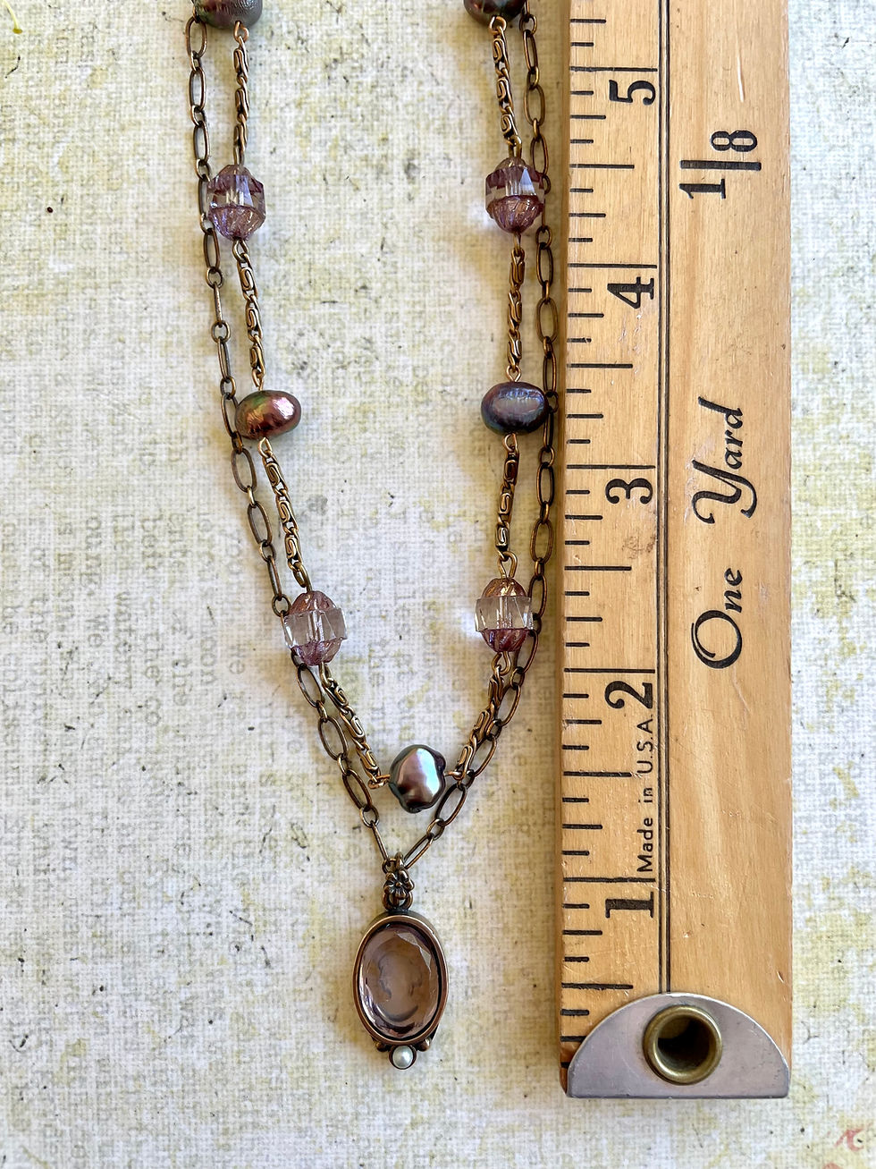Thumbnail: Taupe Intaglio Double Strand Necklace