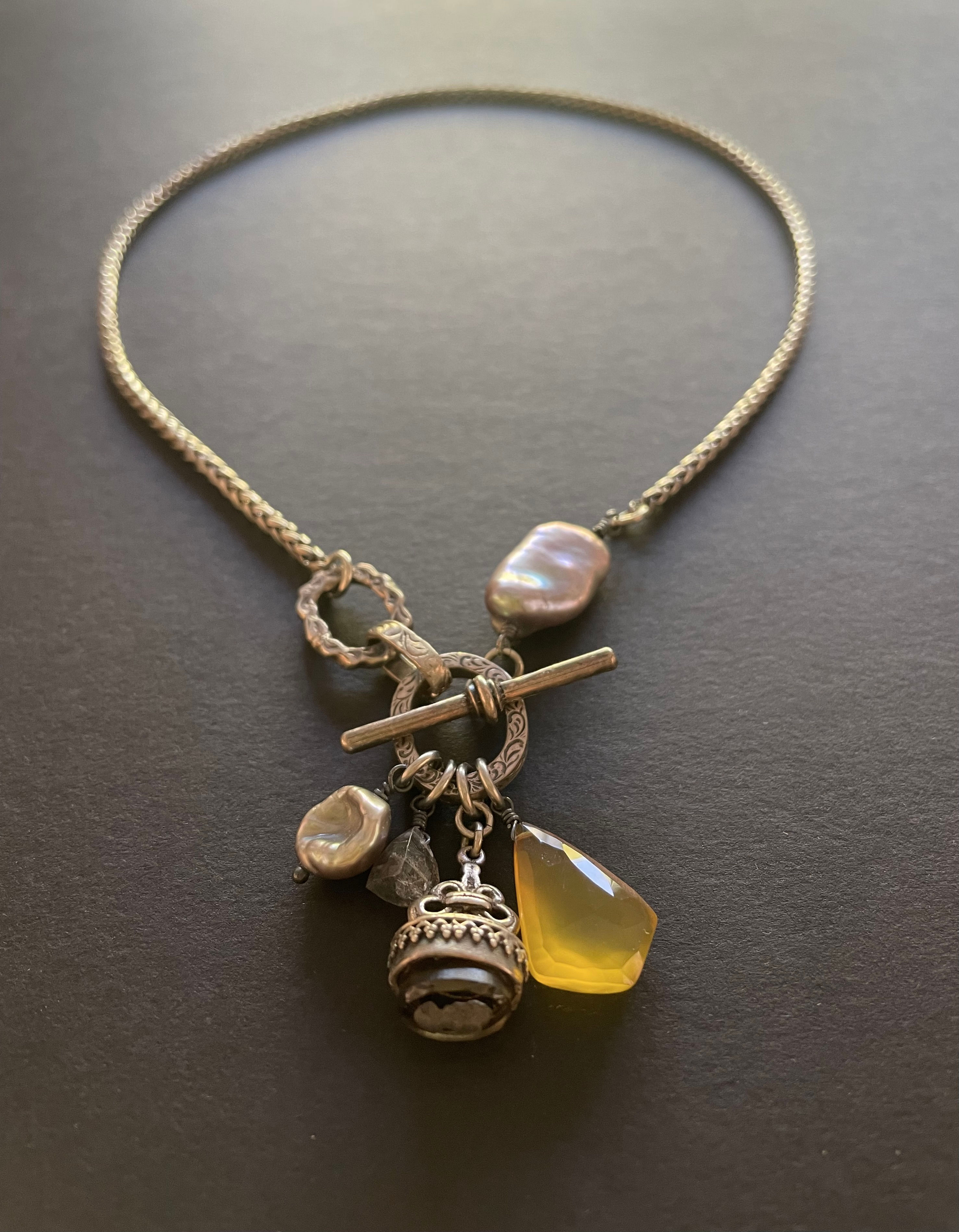 Sterling Silver Intaglio Fob Charm Necklace