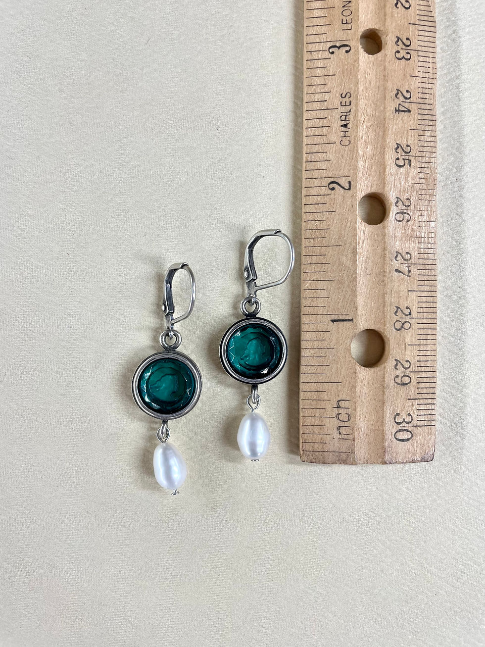 Thumbnail: Zircon Intaglio Pearl Drop Earrings