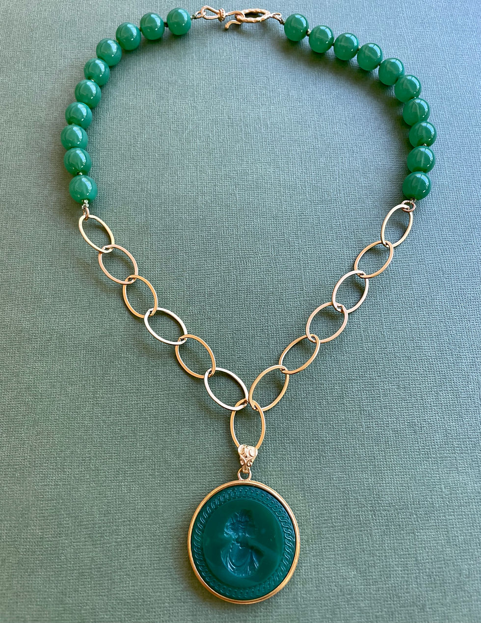 Thumbnail: Gold Link Jade Necklace