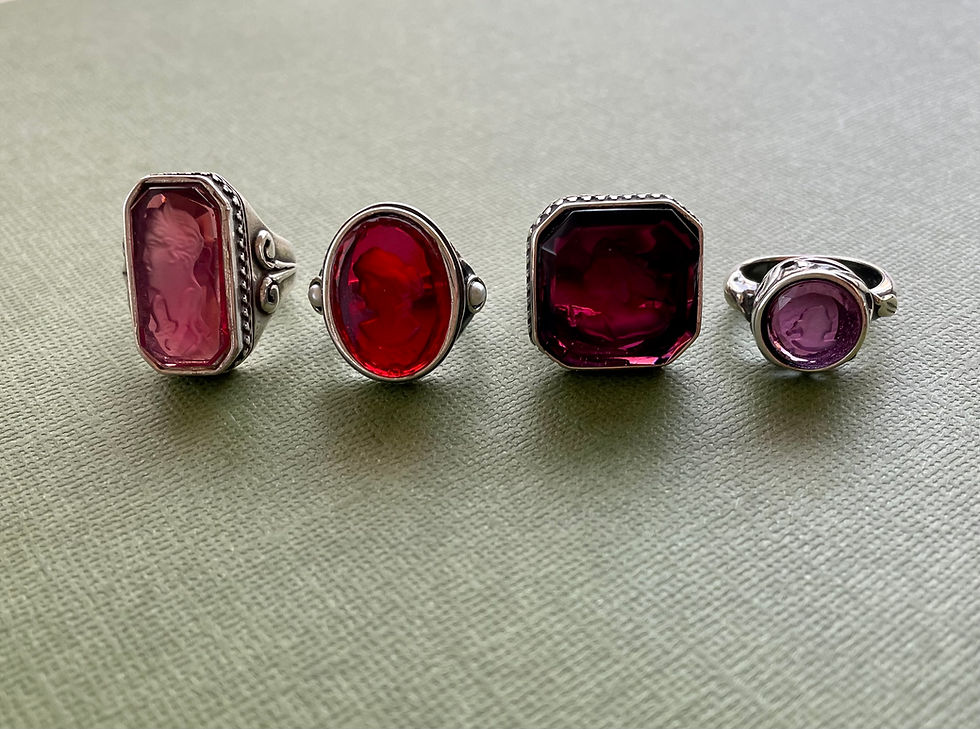 Thumbnail: Sterling Octagon Intaglio Ring in Ruby