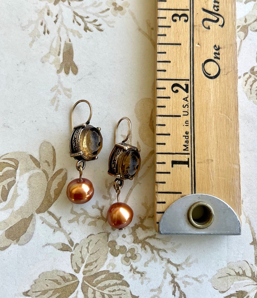 Thumbnail: Pearl Drop Petite Intaglio Earrings