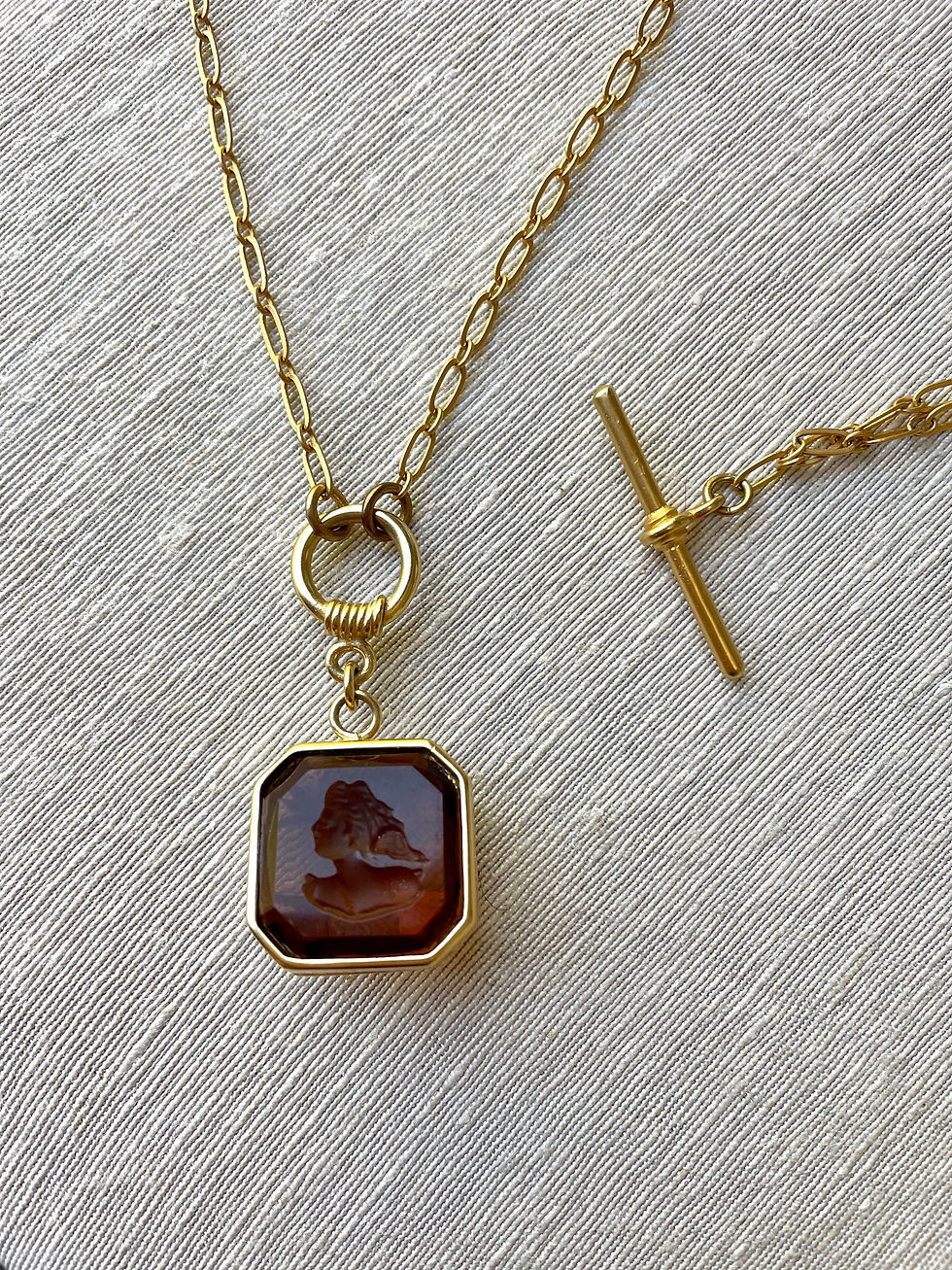 Thumbnail: Citrine Domed Back Intaglio Necklace