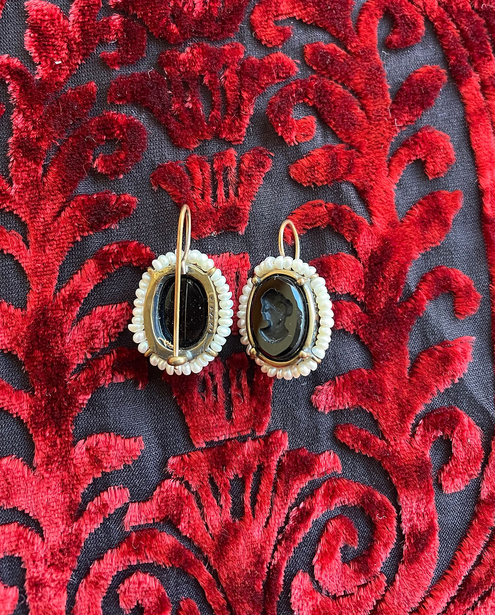 Thumbnail: Pearl & Jet Intaglio Earrings
