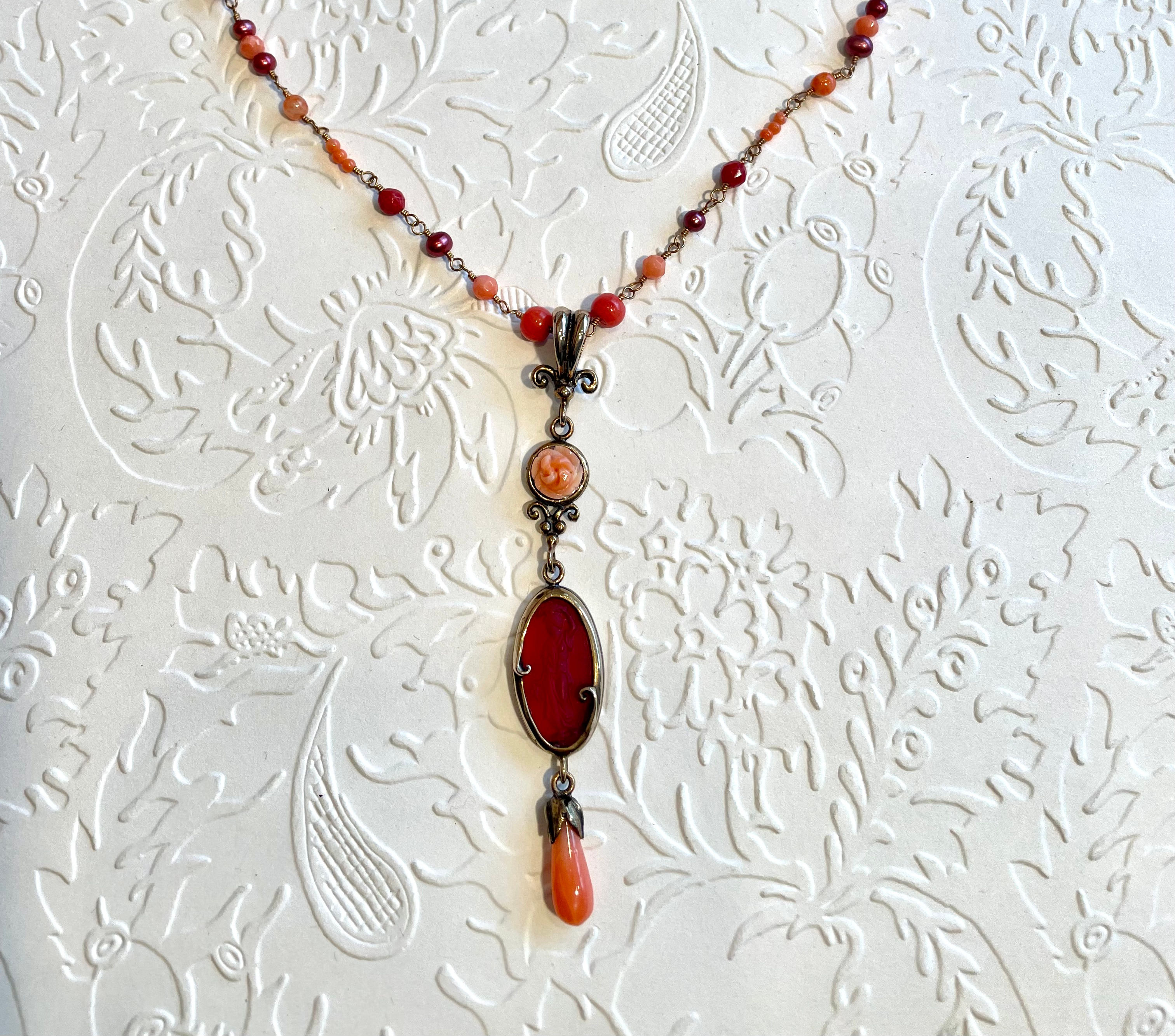 Cameo and Coral Necklace