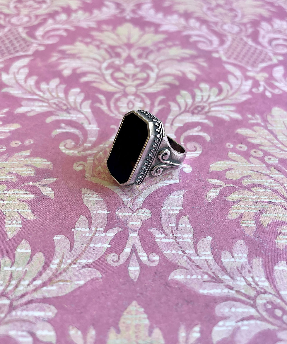 Thumbnail: Sterling & Jet Octagon Intaglio Ring