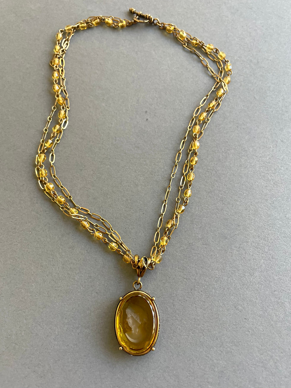 Thumbnail: Light Topaz Intaglio Rosary Chain Necklace