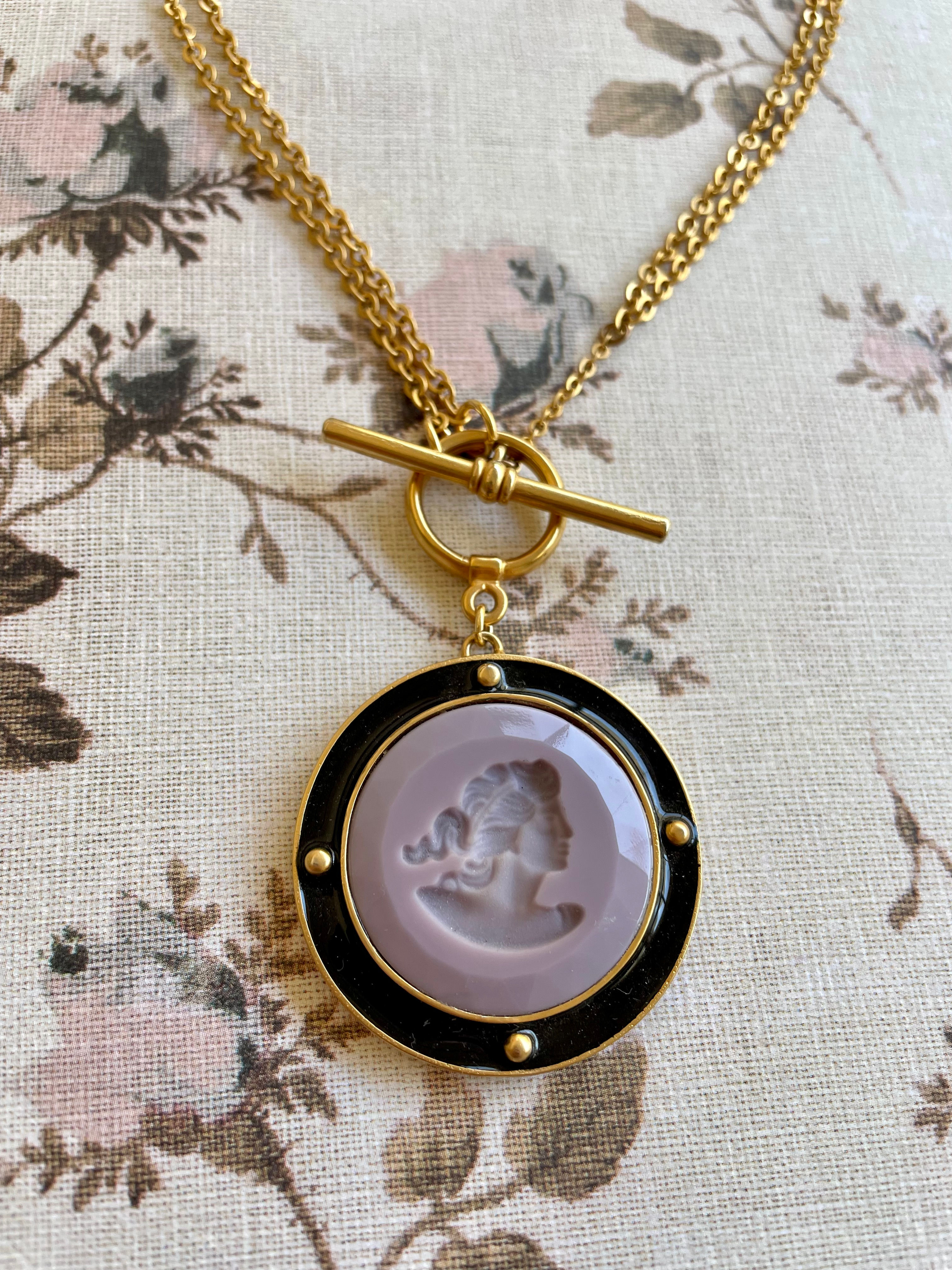 Limited Edition Enamel Bezel Intaglio Necklace