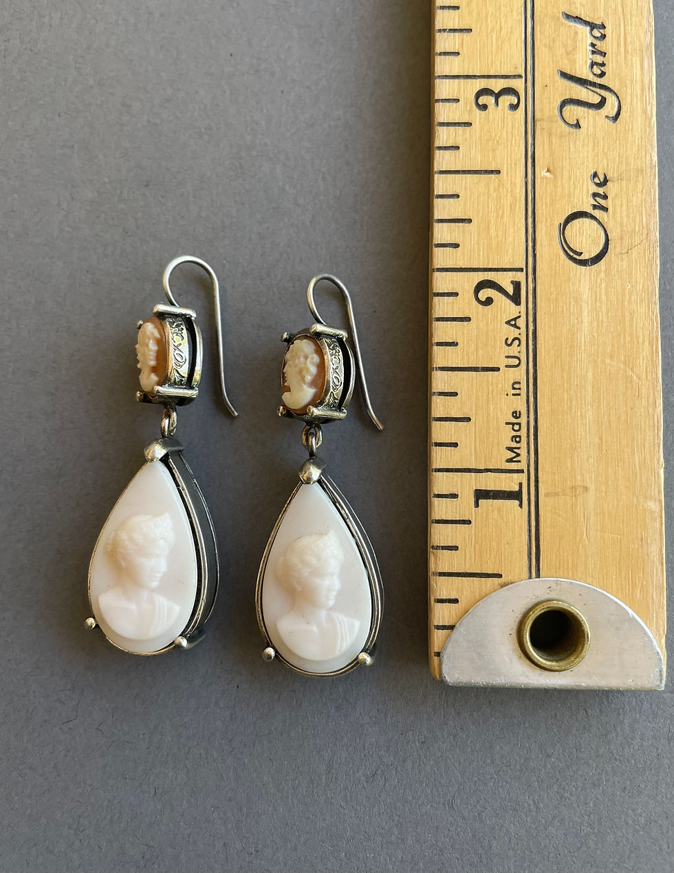 Thumbnail: Double Cameo Drop Earrings