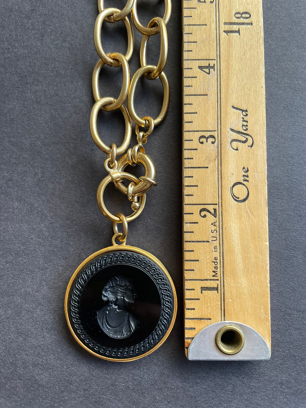 Thumbnail: Gilded Chain & Jet Intaglio Necklace