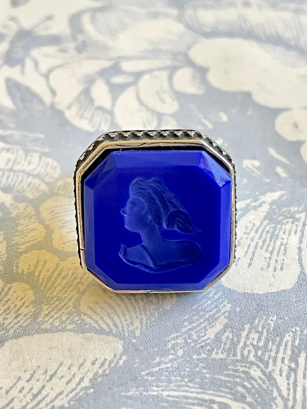 Thumbnail: French Blue Octagon Cocktail Ring