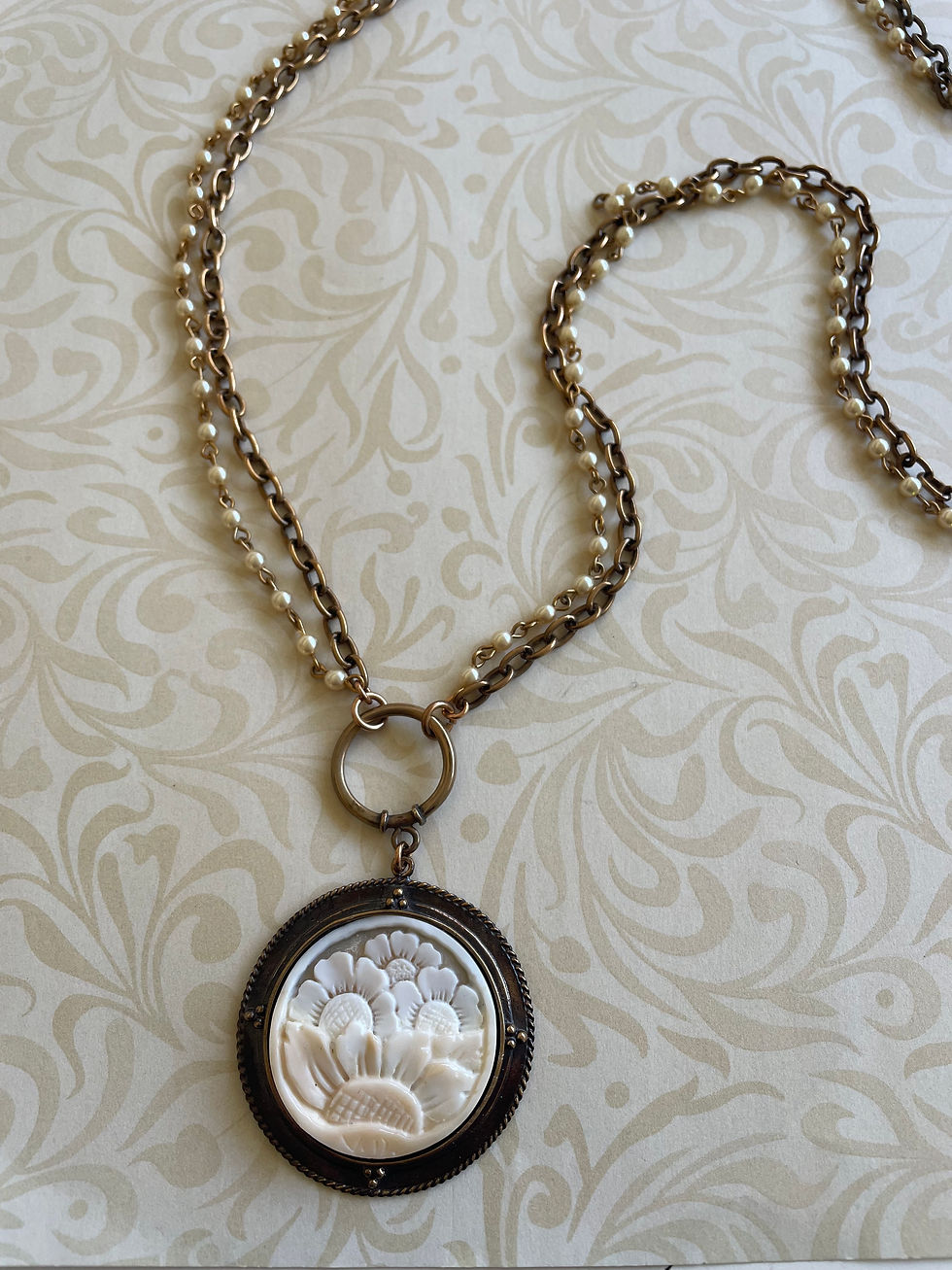 Thumbnail: Hand Carved Shell Sunflower Cameo