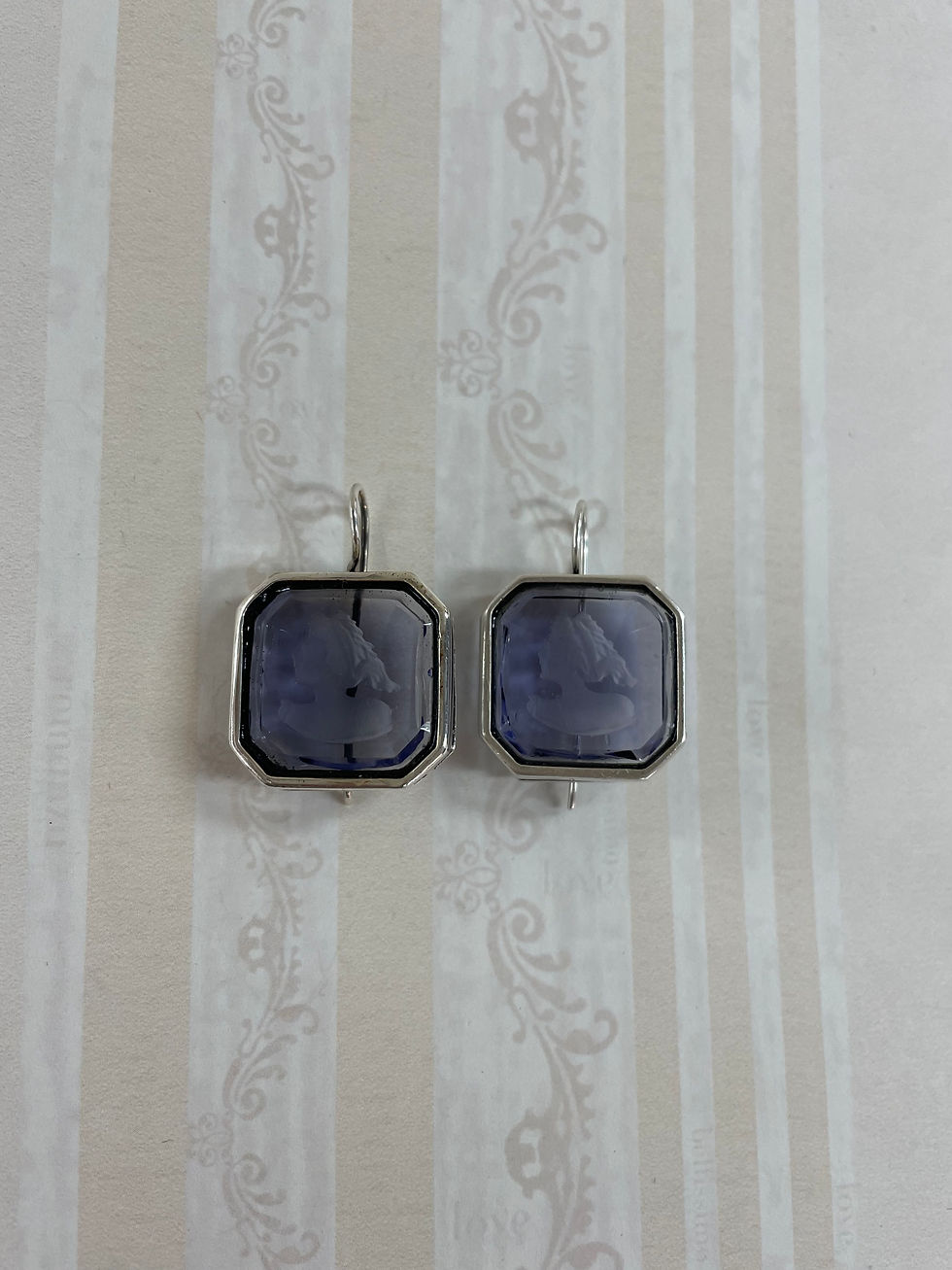 Thumbnail: Octagon Intaglio Silver Earrings