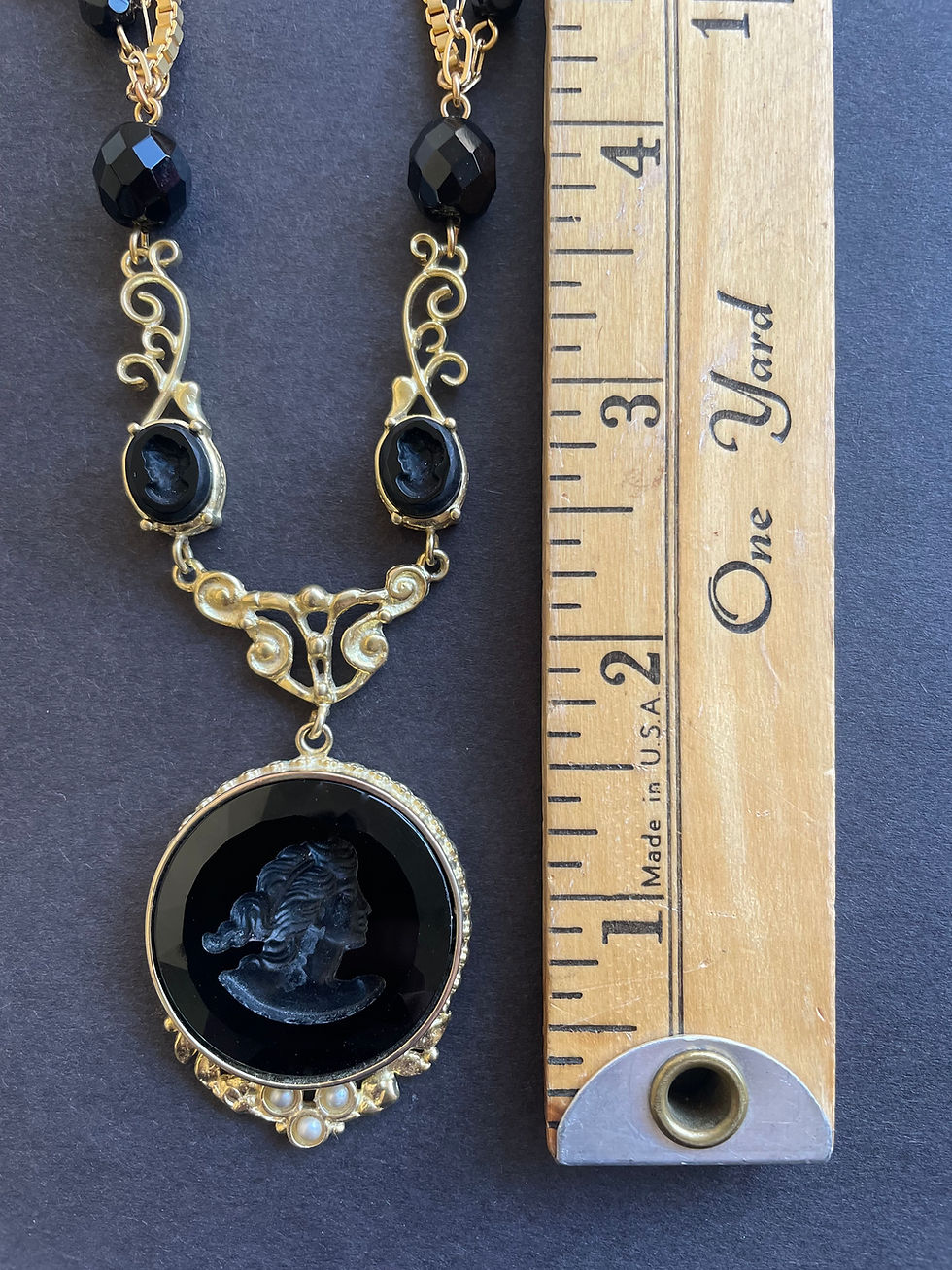 Thumbnail: Golden Arts & Crafts Intaglio Necklace