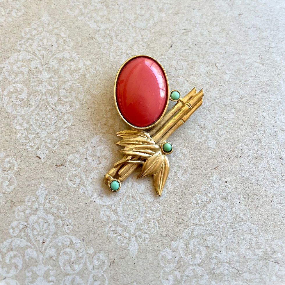 Thumbnail: Indochine Glass Coral Gold Pin