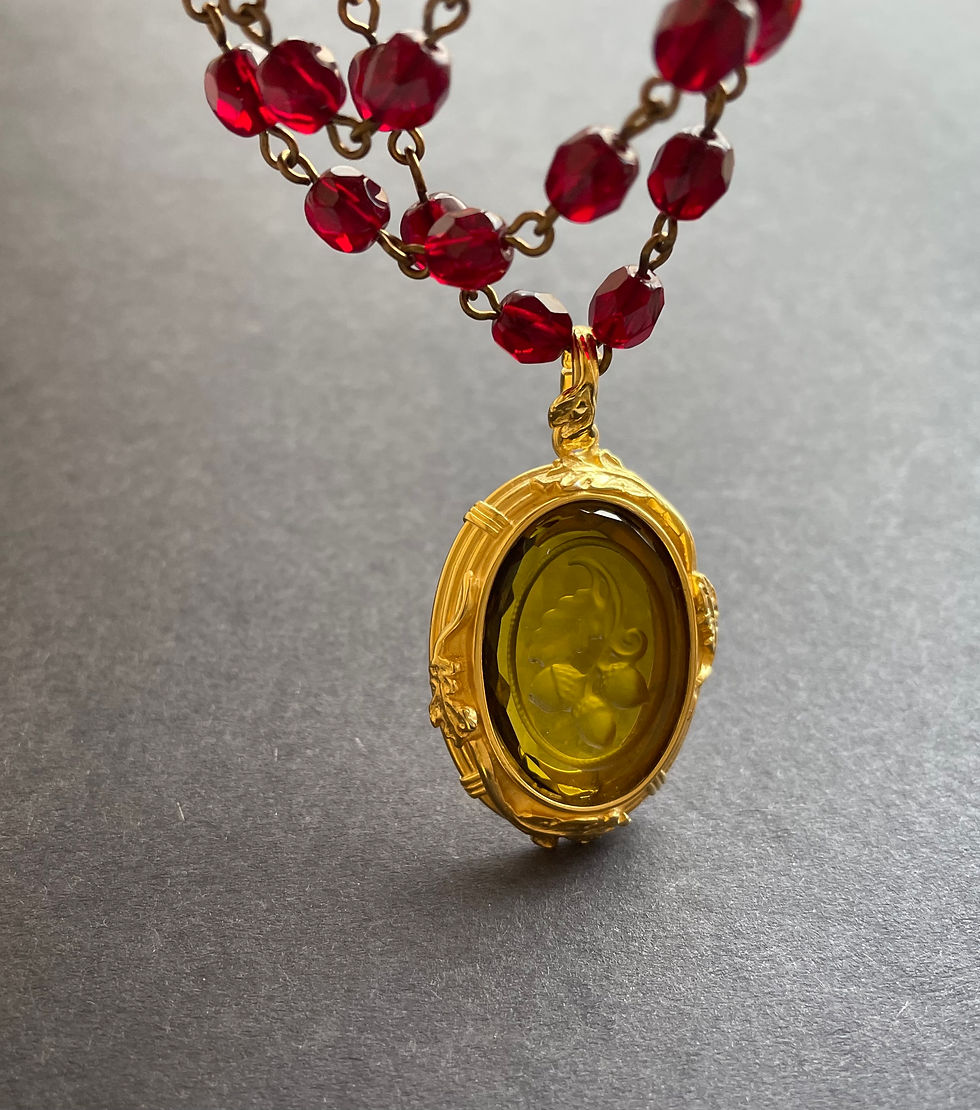 Thumbnail: Gilded Acorn Triple Strand Necklace