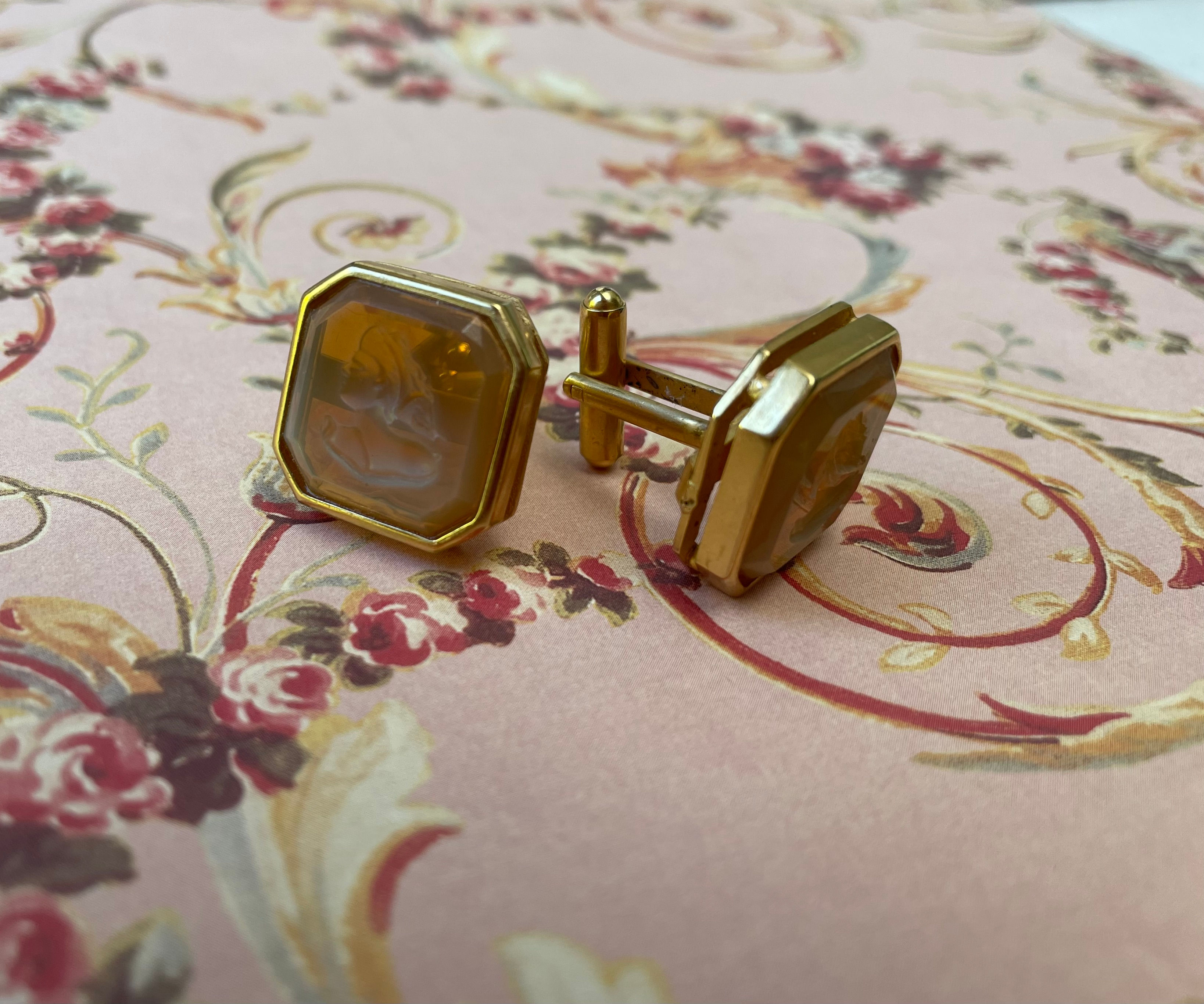 Butterscotch Intaglio Cufflinks