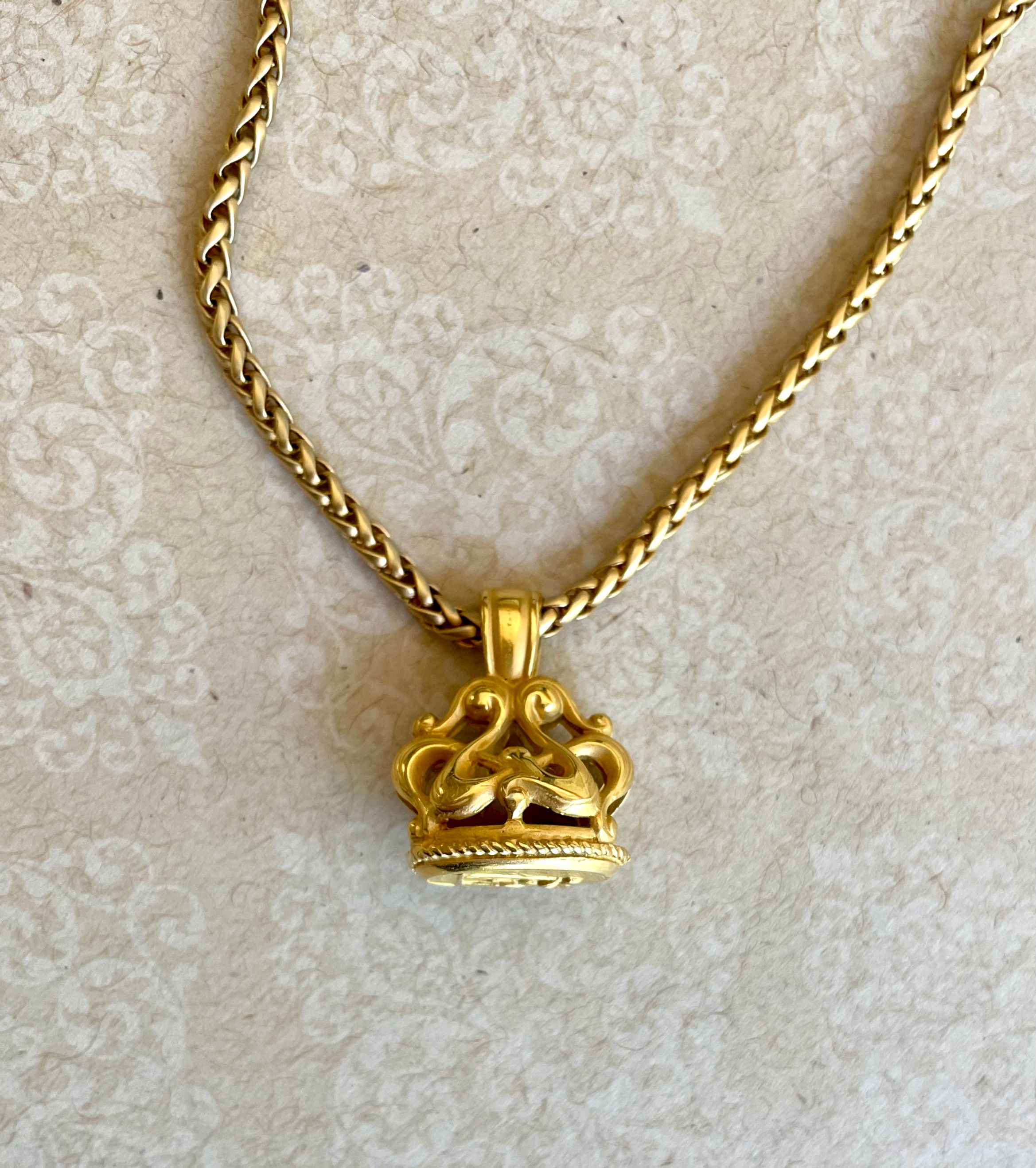 Golden Cherub Cameo Fob Necklace