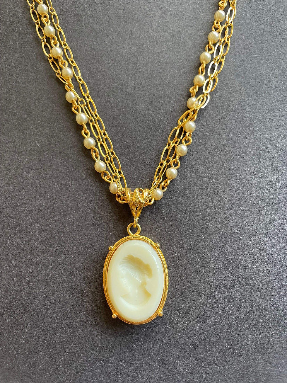 Victoriana Intaglio in Ivory and Gold Necklace