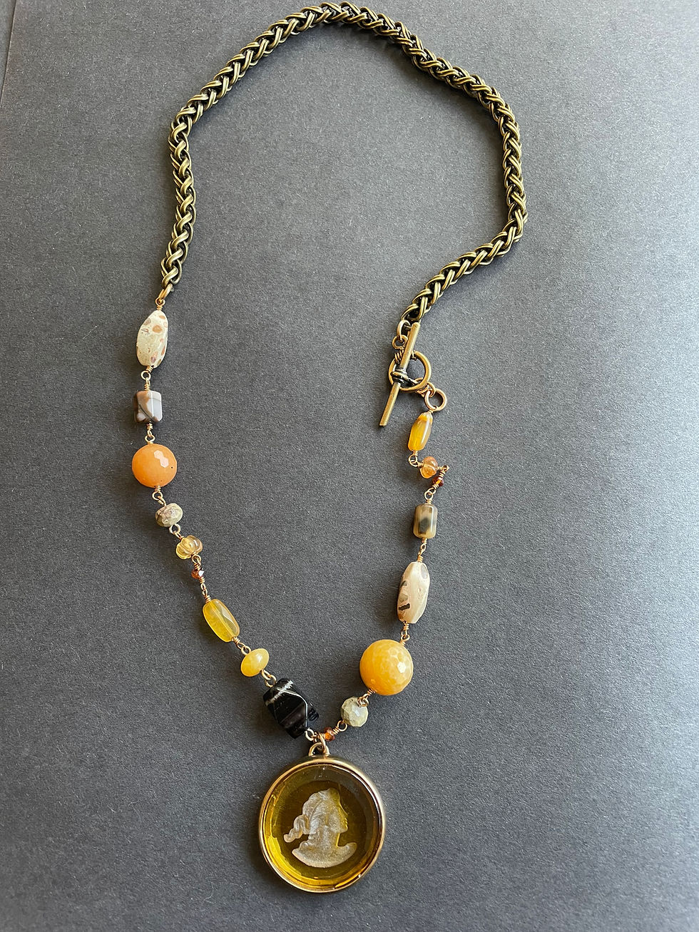 Thumbnail: Marlene Light Topaz Intaglio Necklace