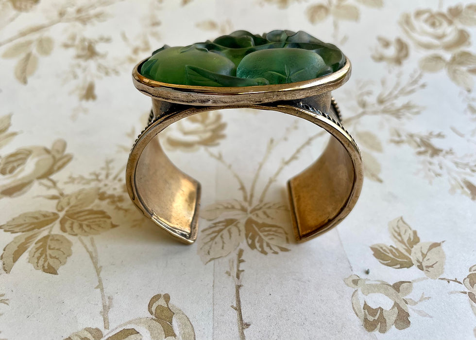 Thumbnail: One of a Kind "LE JARDINE"  Etched Glass Botanical Cuff Bracelet