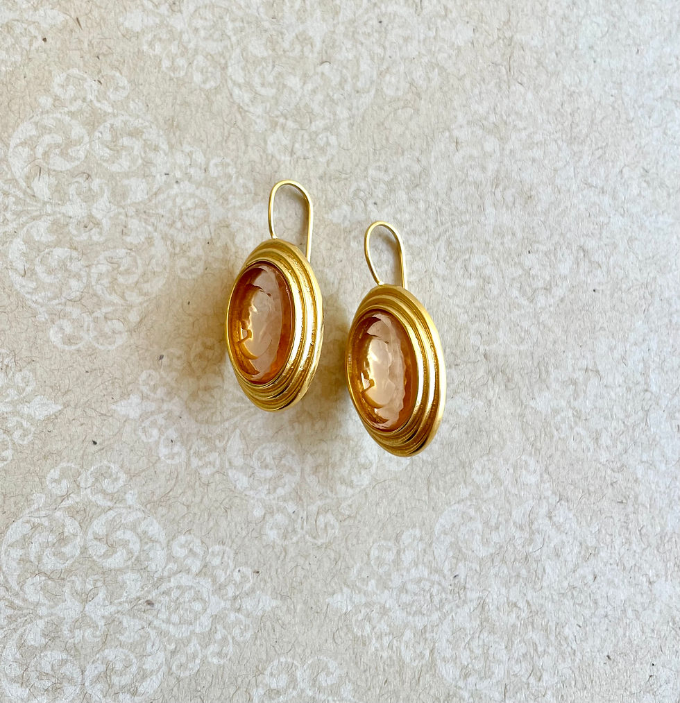 Thumbnail: Gold and Peach Intaglio Earrings